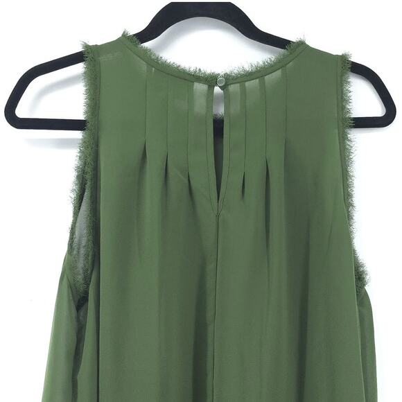 Nicole Miller Flowy Hi Lo Boho Sheer Coquette Sleeveless Tunic Blouse Keyhole M - Picture 11 of 11